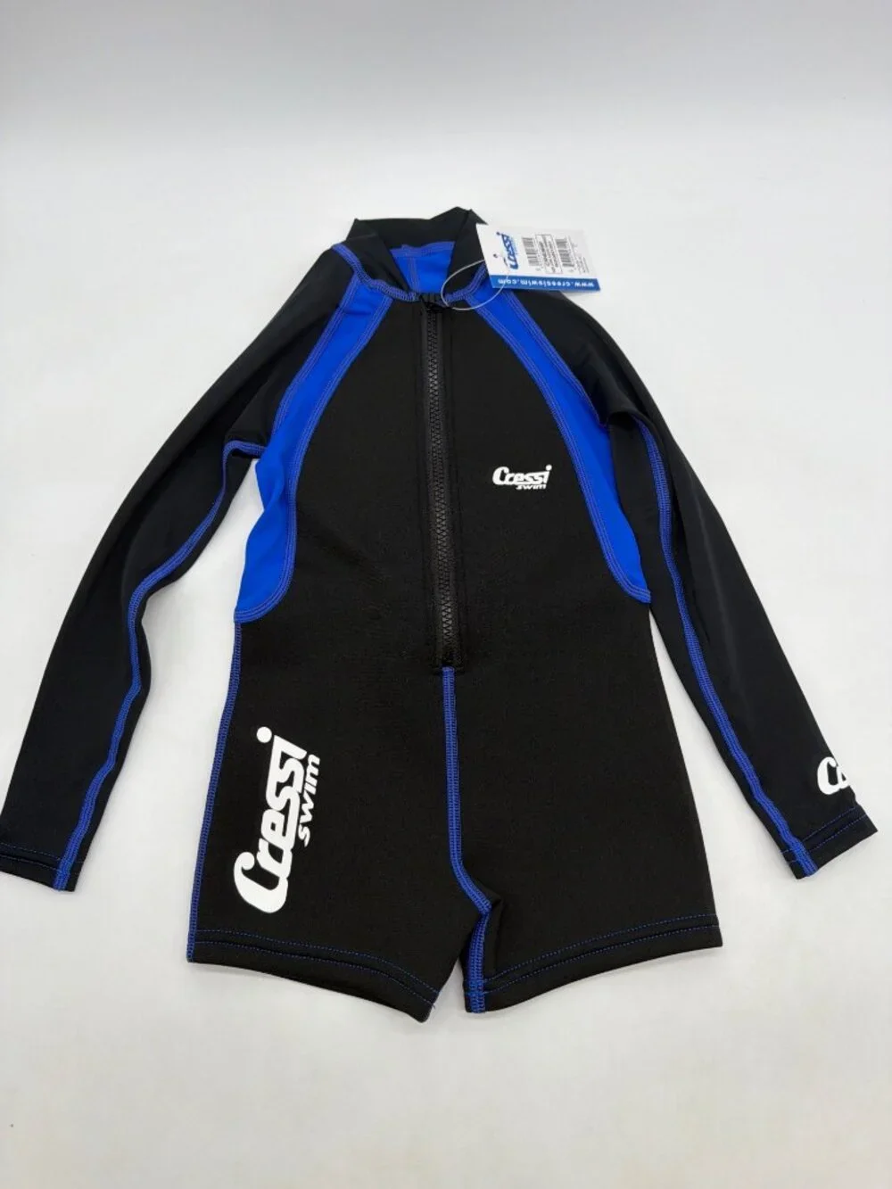 Cressi Kids Long Sleeve Black & Blue Neoprene Swimsuit Size S Made For Ages 1-2